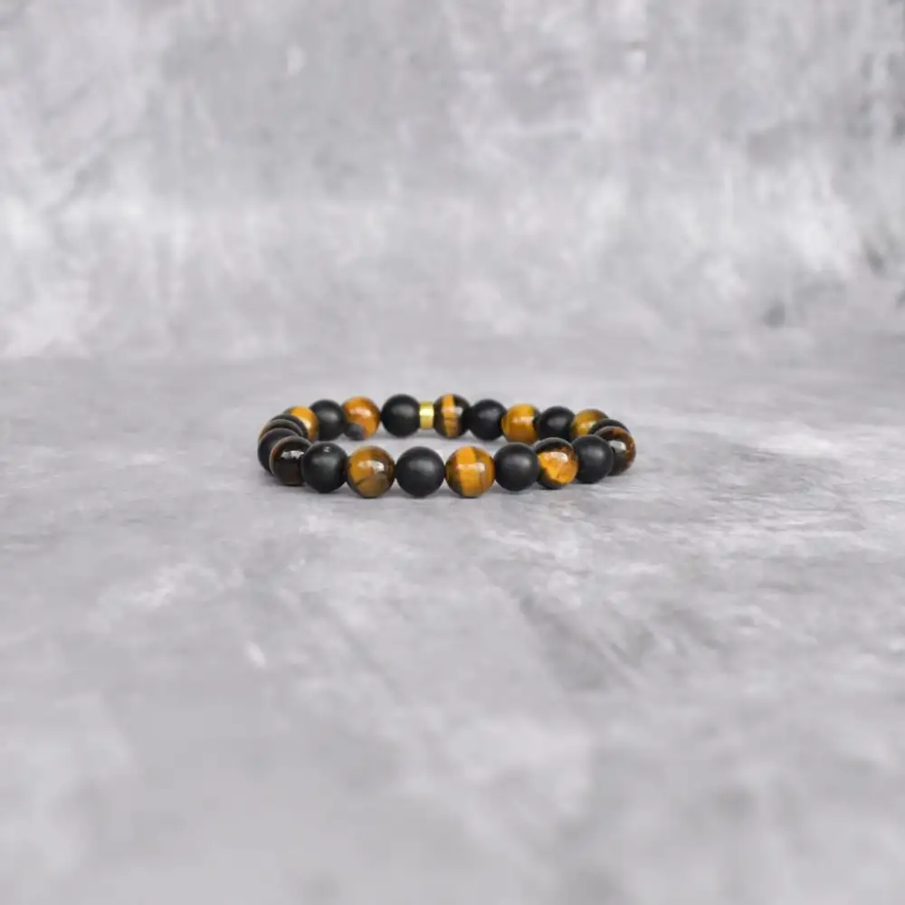 Eclipse Tiger Eye Onyx Bead Bracelet