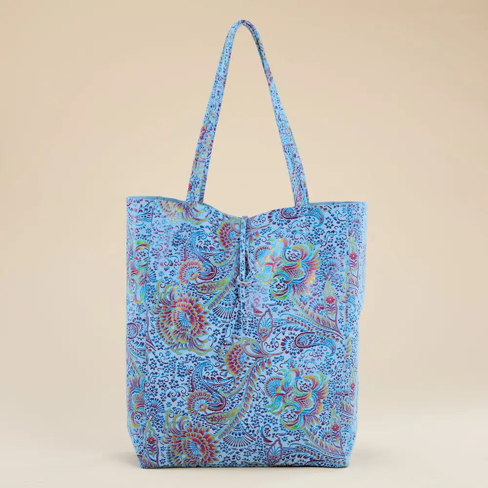 Heritage Style Leather Paisley Tote Bag