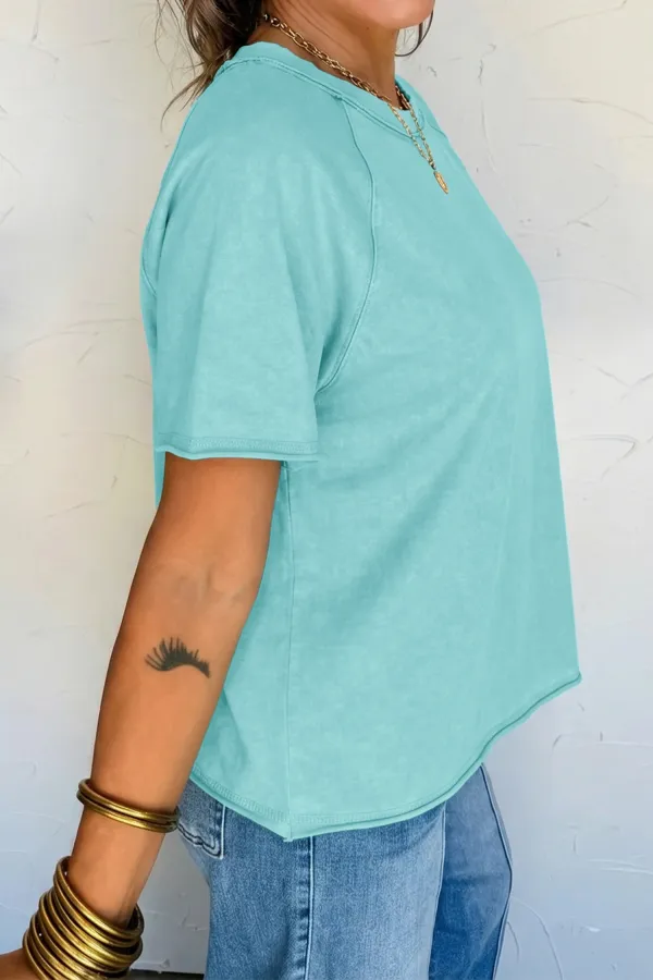 Mint Green Mineral Wash Raglan Tee