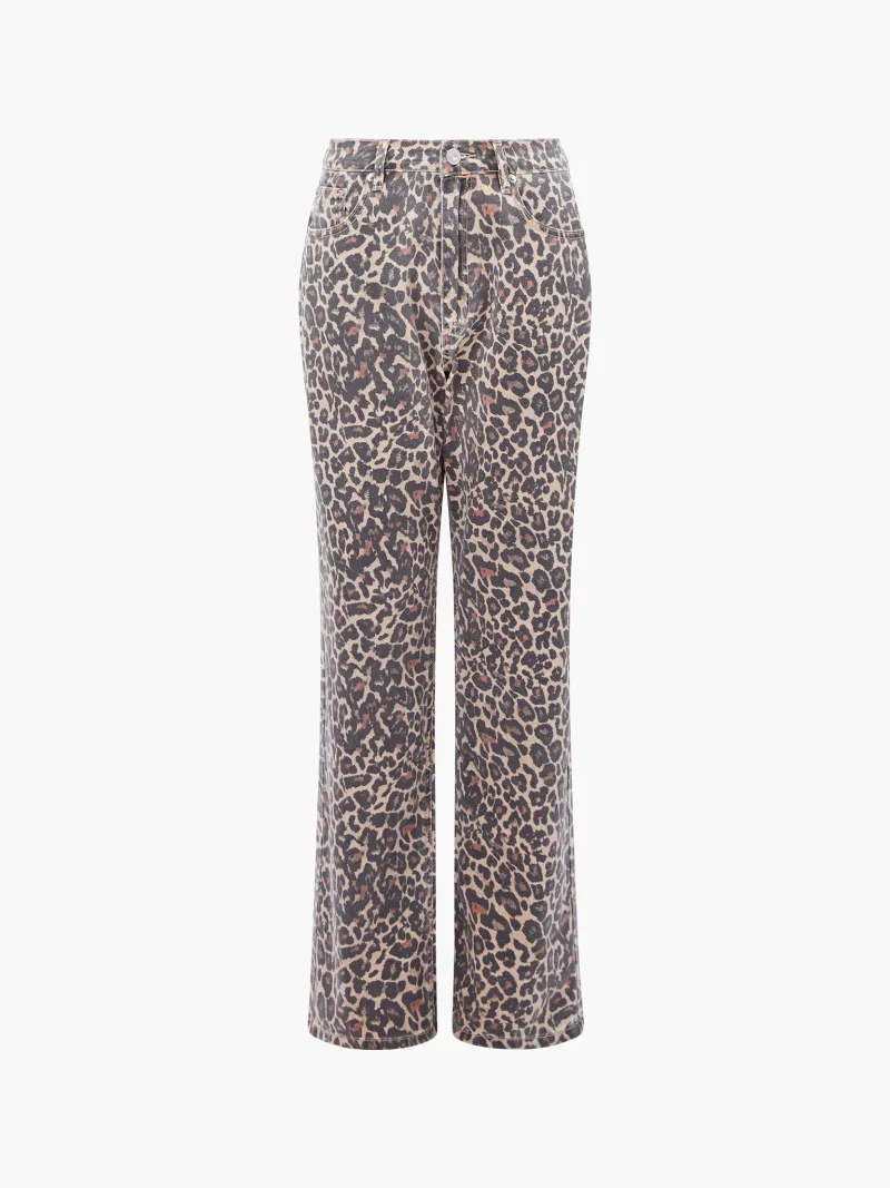 Creative Leopard Print Straight Trousers