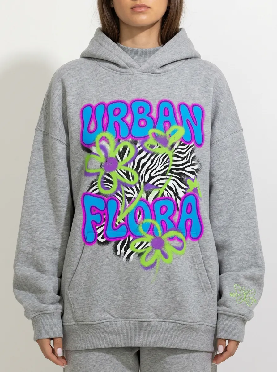 Unisex Streetwear Zebra Floral Hoodie
