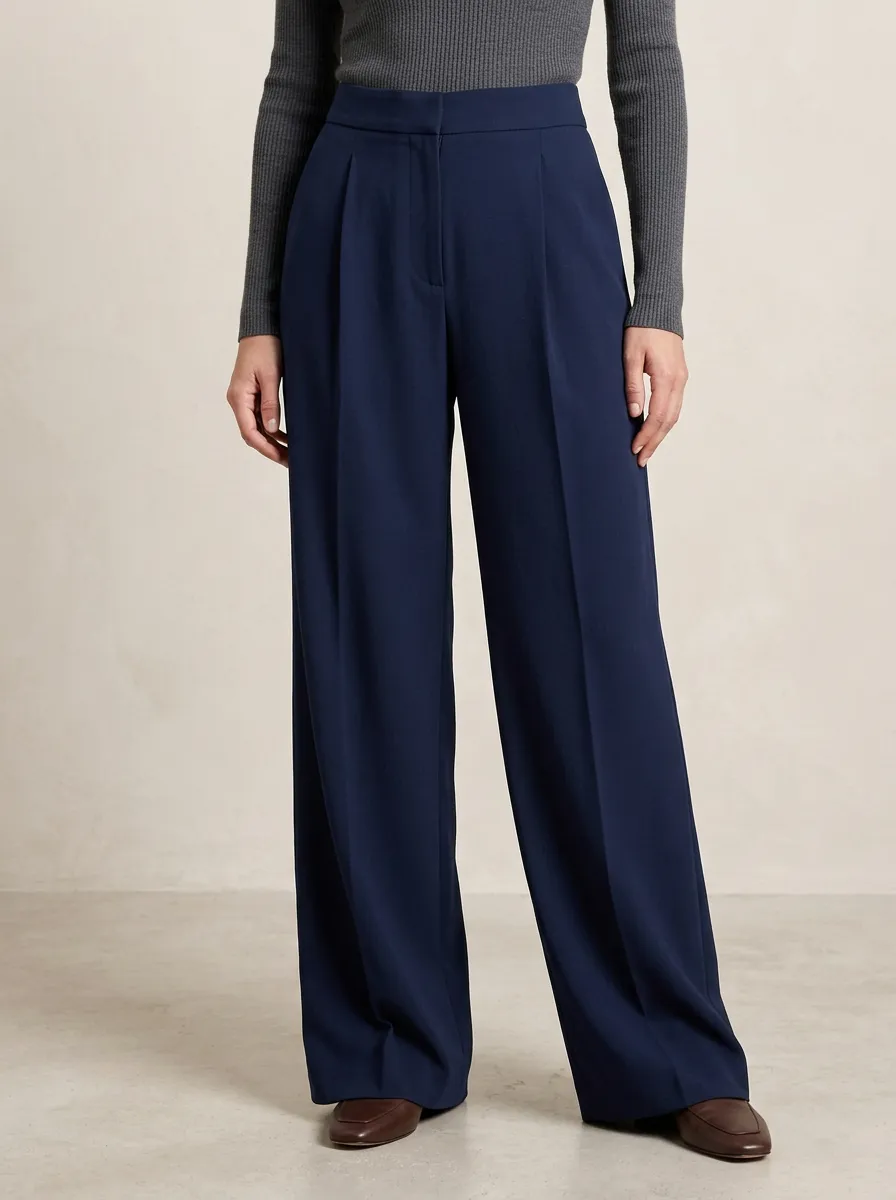 Tailored Texture Tailored Wide-Leg Trousers