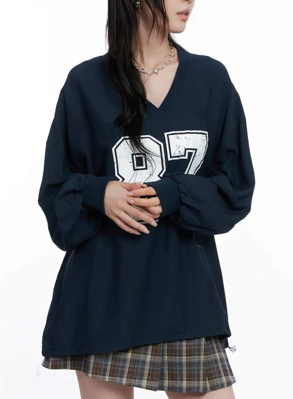 Oversized V-Neck Pullover Top