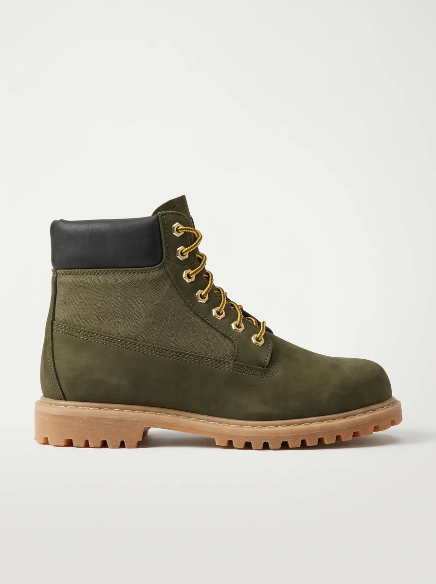 Men's Canvas-Panel Hex-Eyelet Work Boots