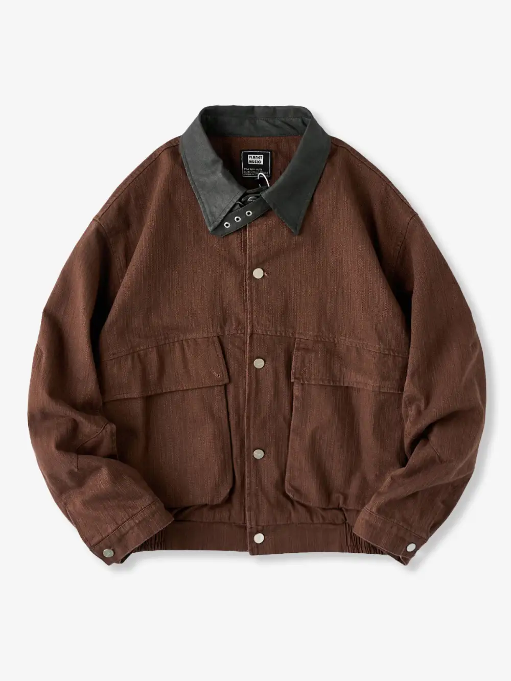 Men's Leather Button Front Field Jacket