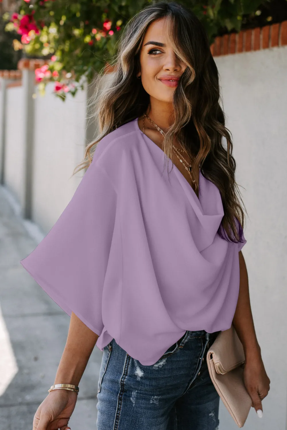 Purple Draped Blouse