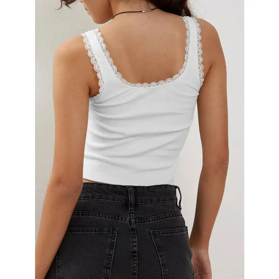 Lace Detail Square Neck Tank