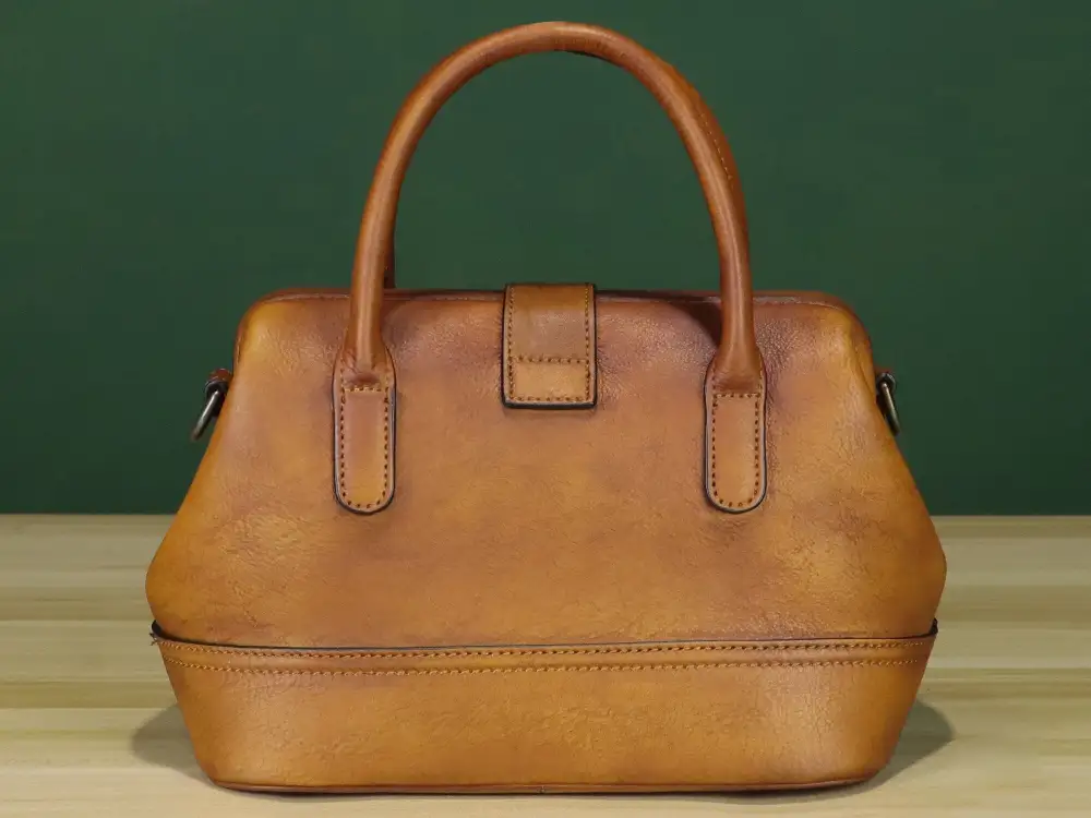 Vintage Leather Satchel Crossbody Handbag