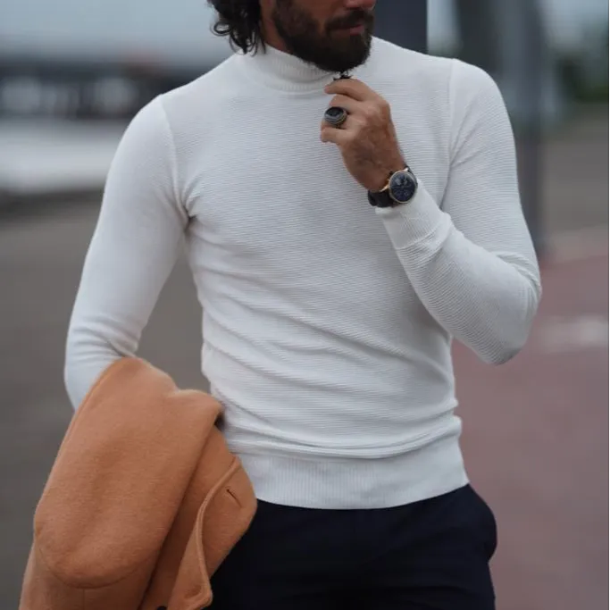 Refined Half Turtleneck Slim Fit Cotton Turtleneck Sweater