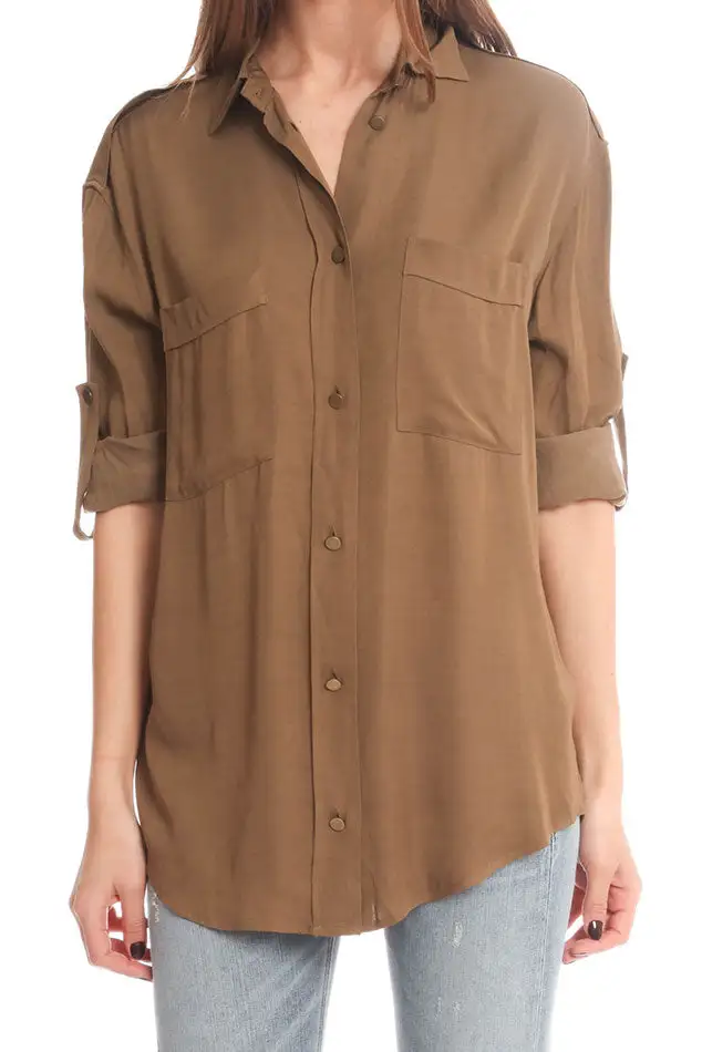 Button-Down Blouse Shirt
