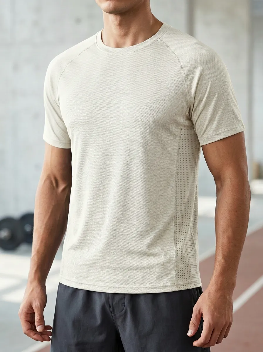 Raglan-Sleeve Side-Panel Men's Crewneck Athletic T-Shirt