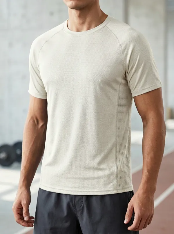 Raglan-Sleeve Side-Panel Men's Crewneck Athletic T-Shirt