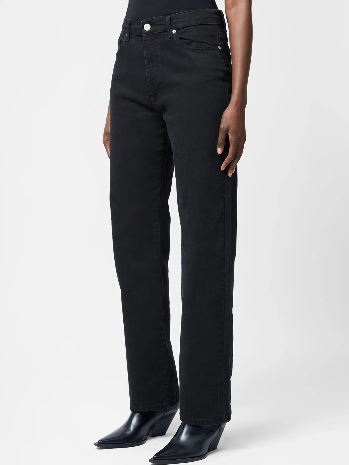Straight Slim Solid Color Denim Trousers