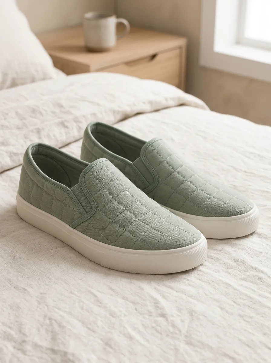 Women's Quilted Pattern Graphic Slip-On Skate Shoes