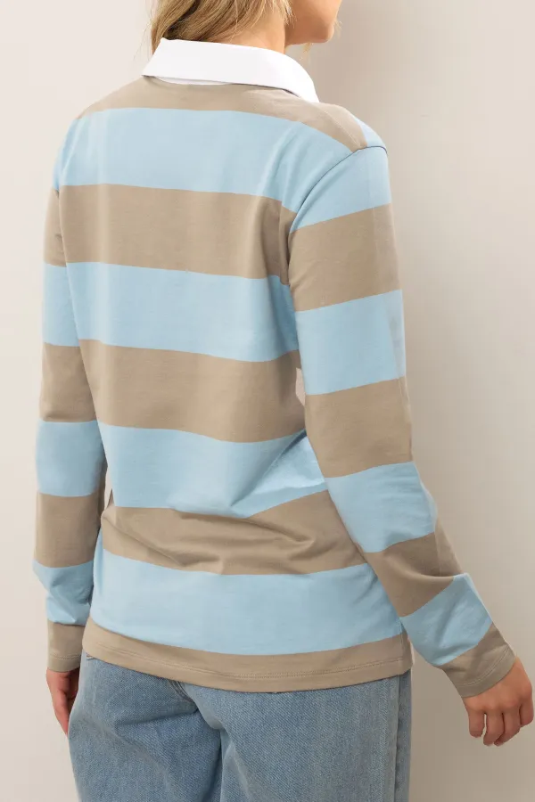 Bold Striped Polo Shirt With Contrasting Colors