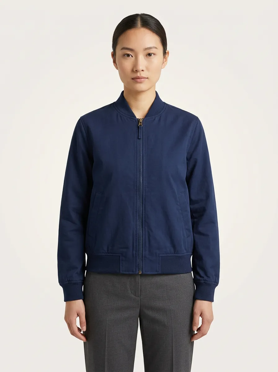Women's Minimalist Solid Printed Bomber Jacket