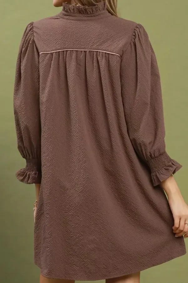 Puff Sleeve Pocketed Mini Dress