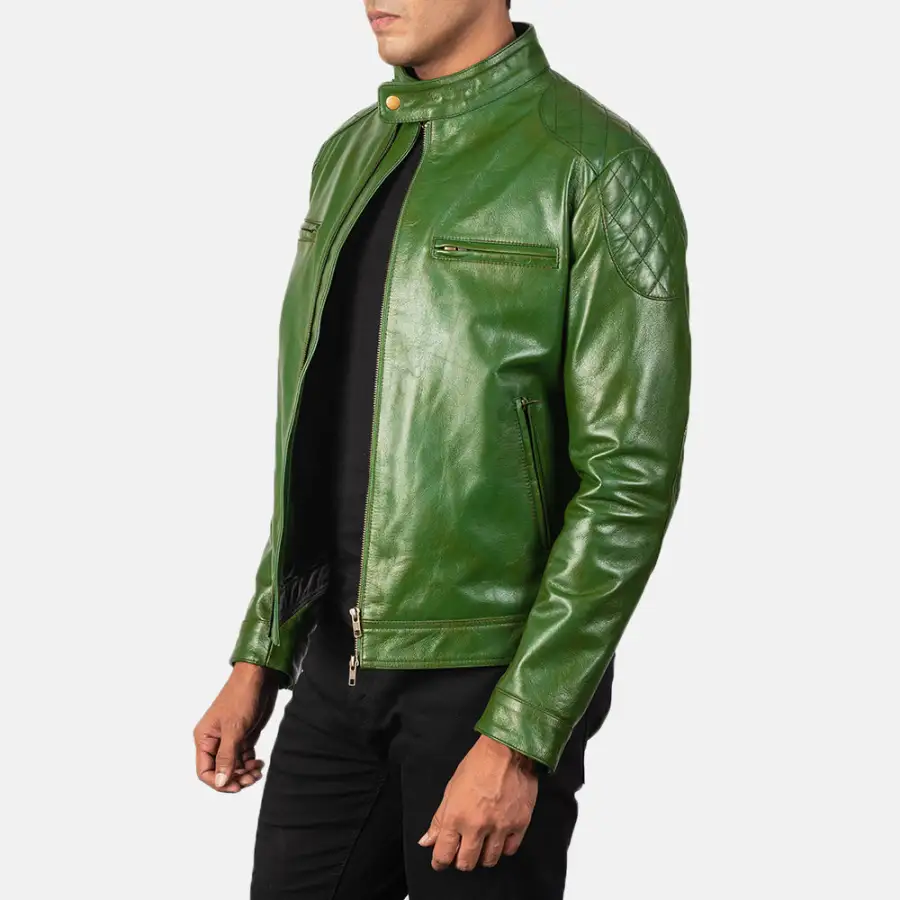 Men's Structured Biker Leather Jacket