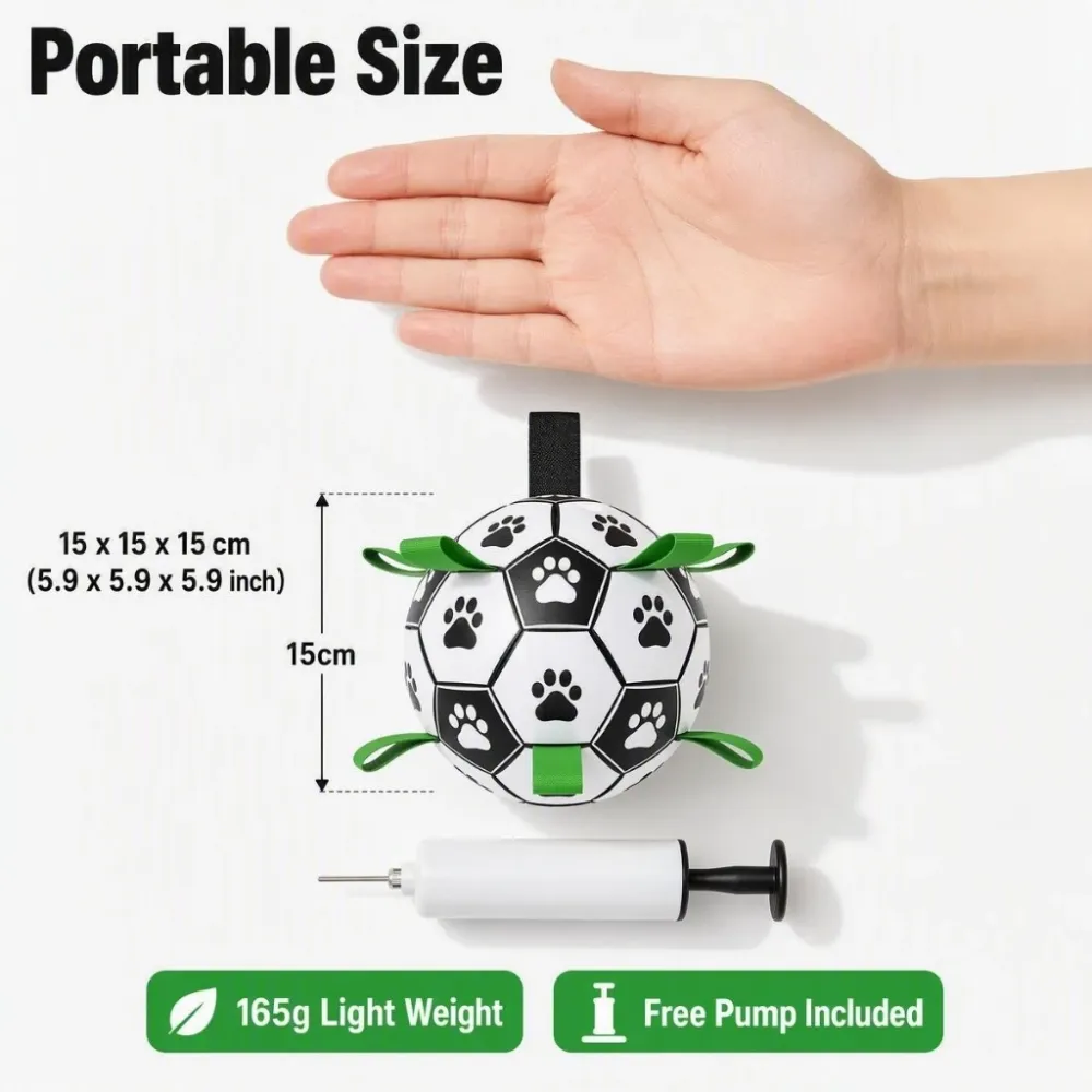 Interactive Dog Soccer Ball Durable Tug Chew Toy with Pump