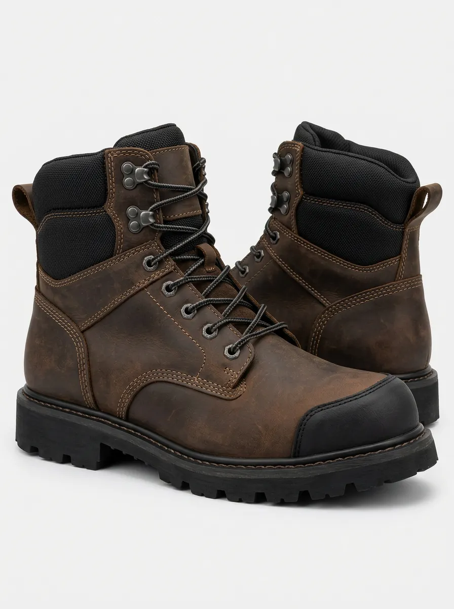 Men's Brown Work Boots with Waterproof Style