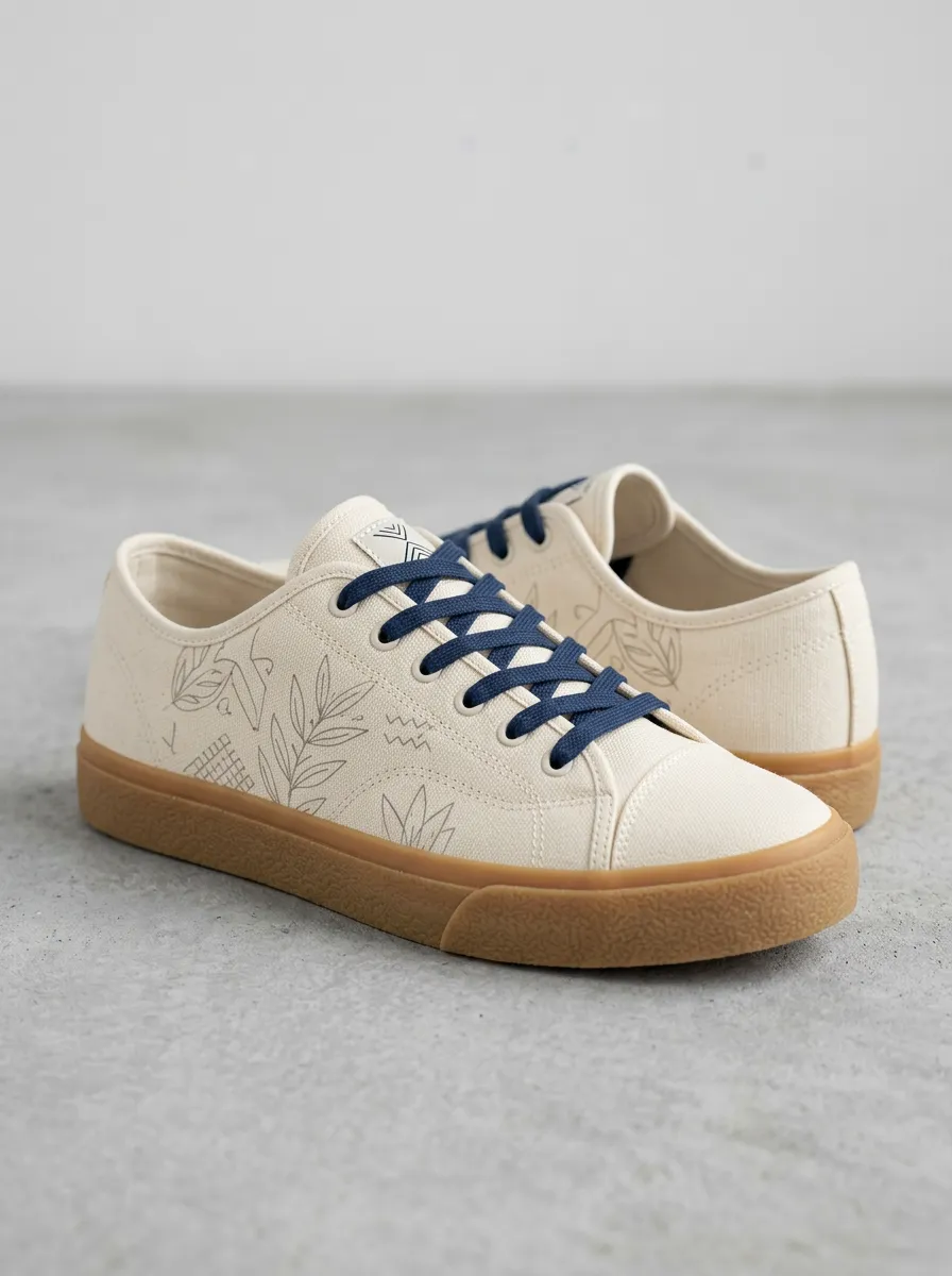 Daily Botanical Graphic Profile Men's Canvas Shoes