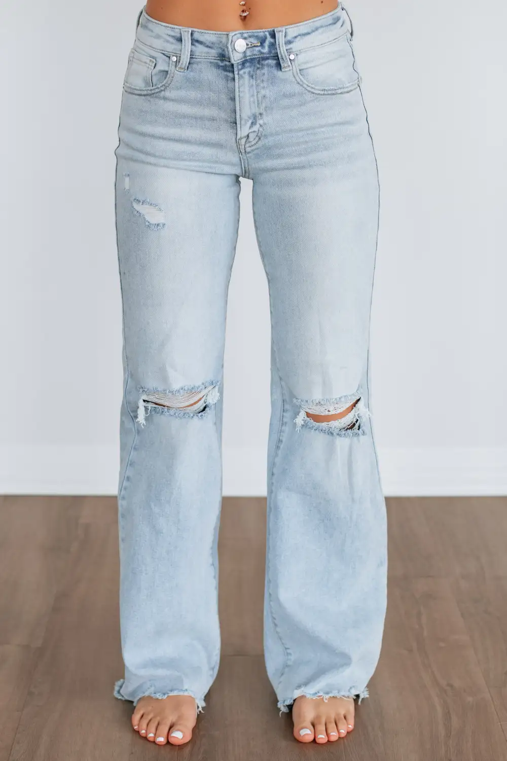 Women's High Rise Raw Hem Zip Fly Jeans
