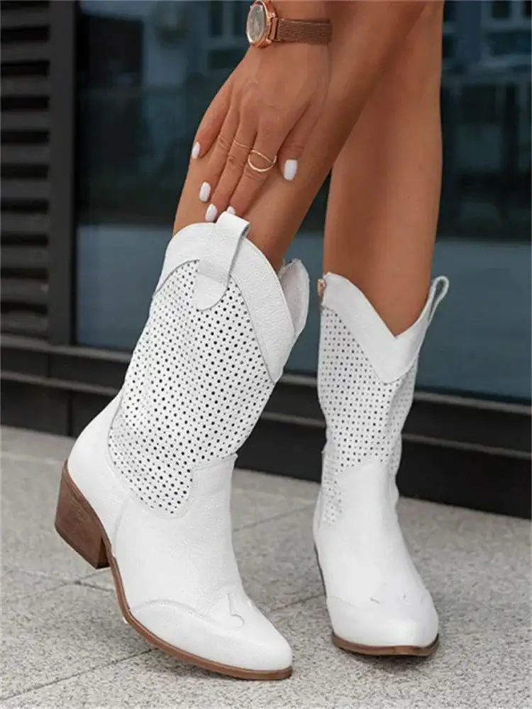  Perforated Ankle Cowboy Boots Apparel