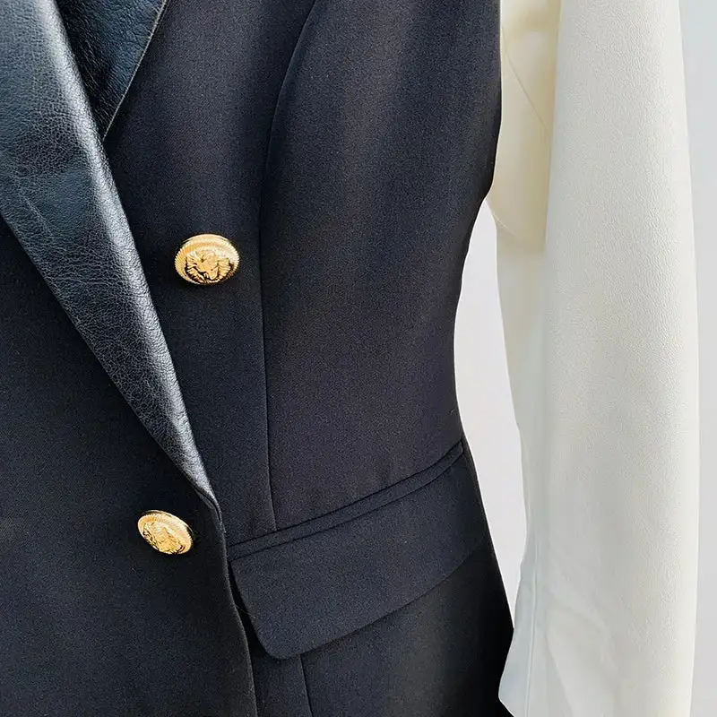 Notched Collar Double Breasted Blazer