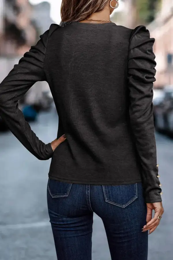 Women's Long Sleeve Button Detail Top