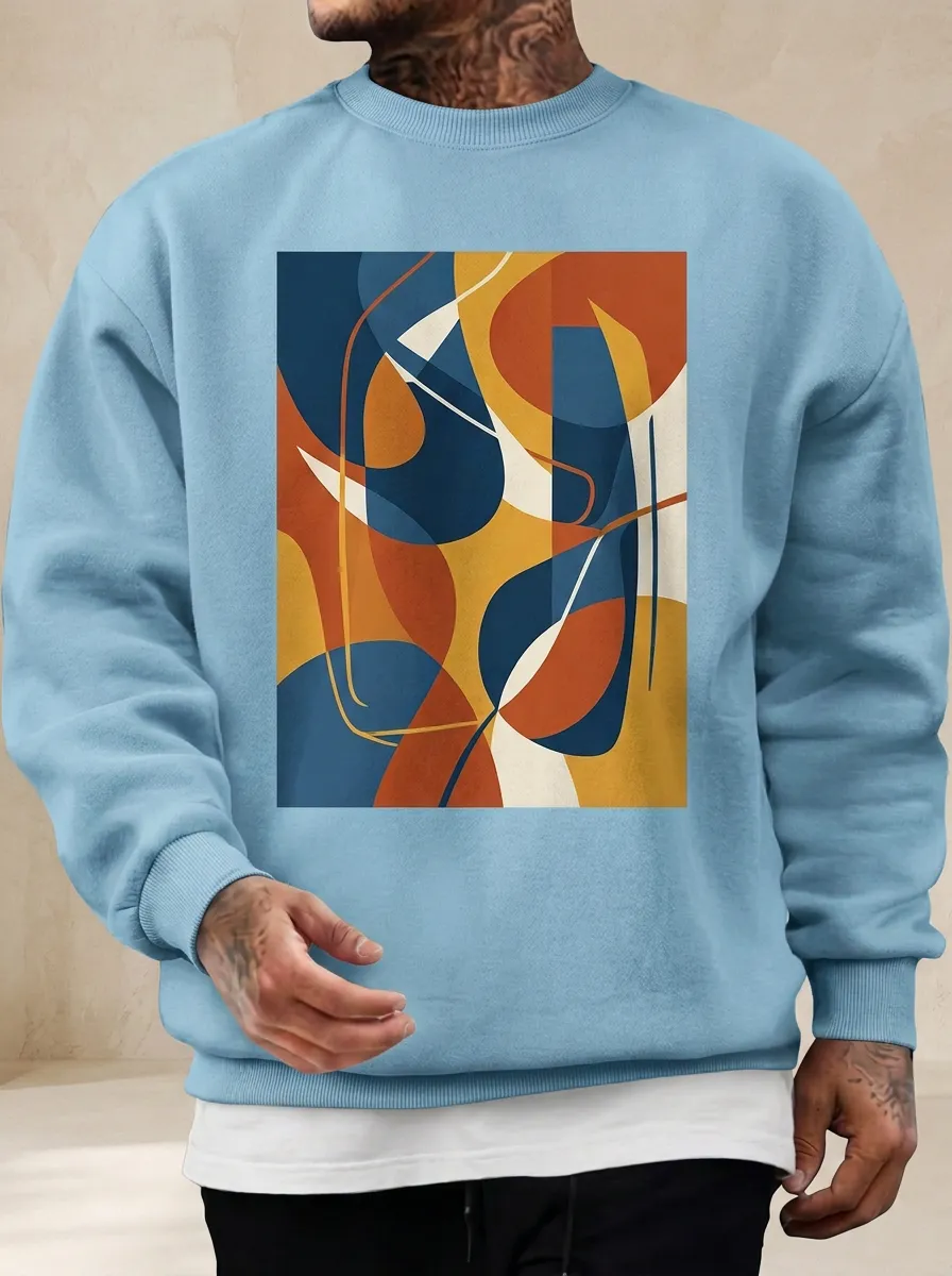 Men's Abstract Art Geometric Pattern Printed Sweatshirt Everyday Design