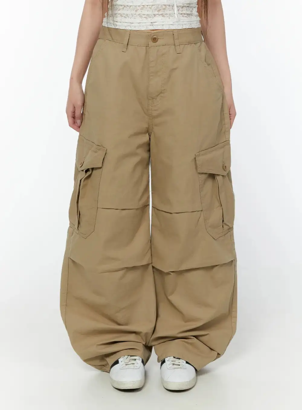 Pintuck Cargo Wide Pants