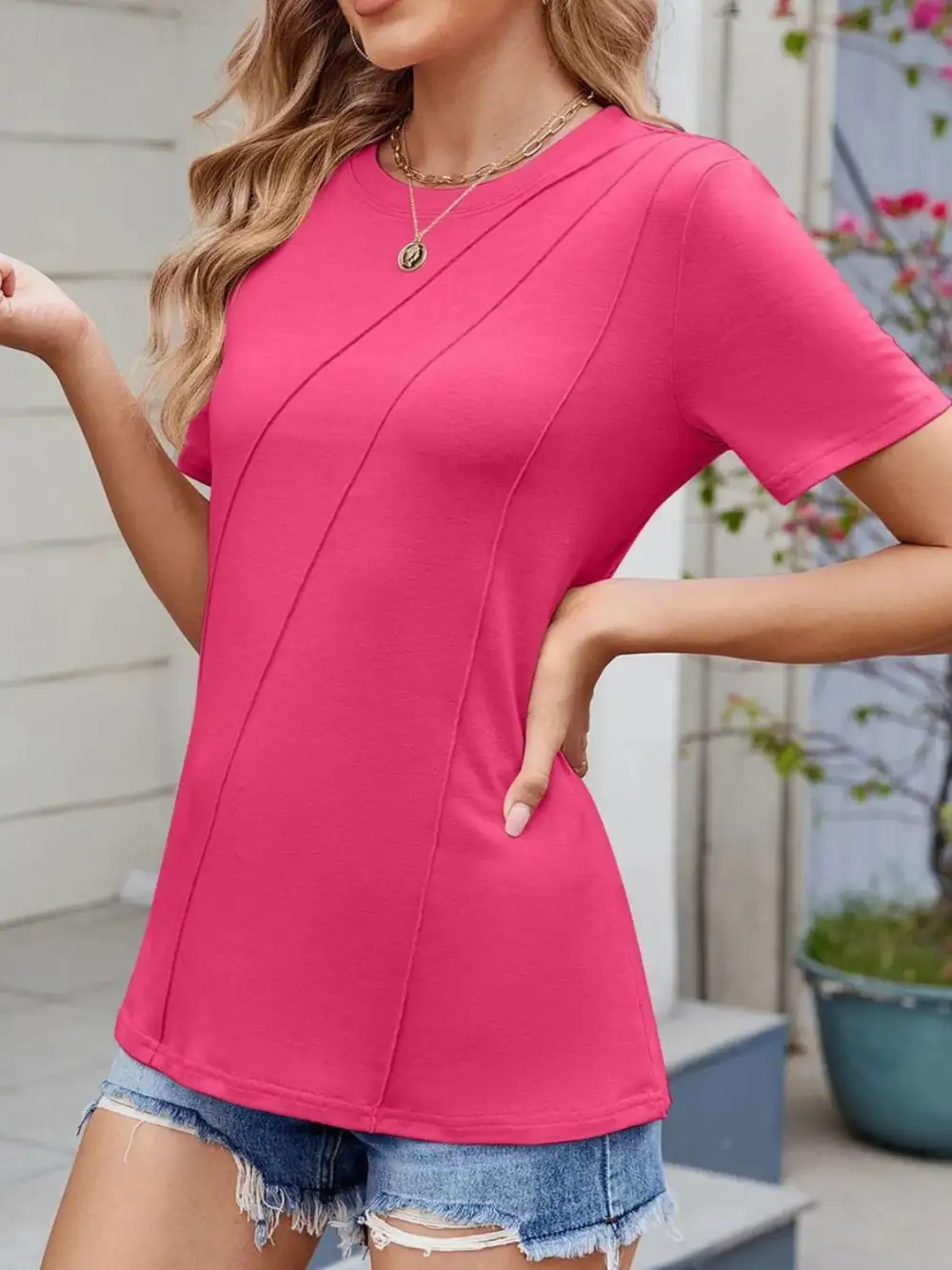 Relaxed Round Neck Short Sleeve T-Shirt