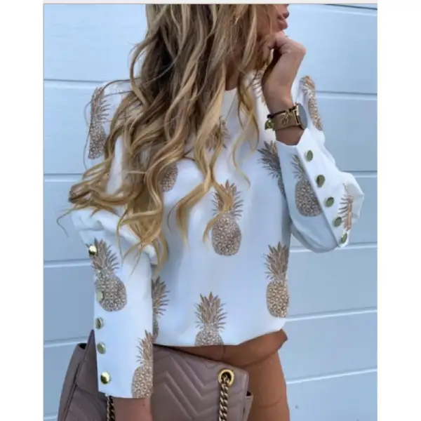 Soft Leopard Button Front Blouse