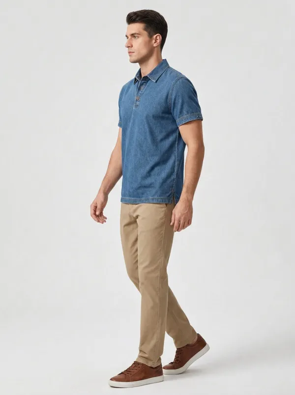 Detail Vintage-Inspired Men's Polo Shirt