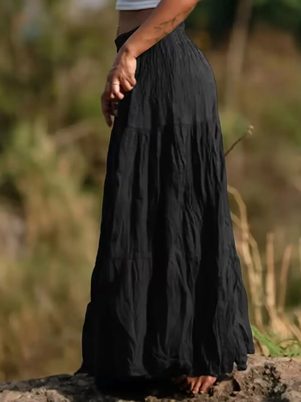 Sleek Ruched Tiered Skirt