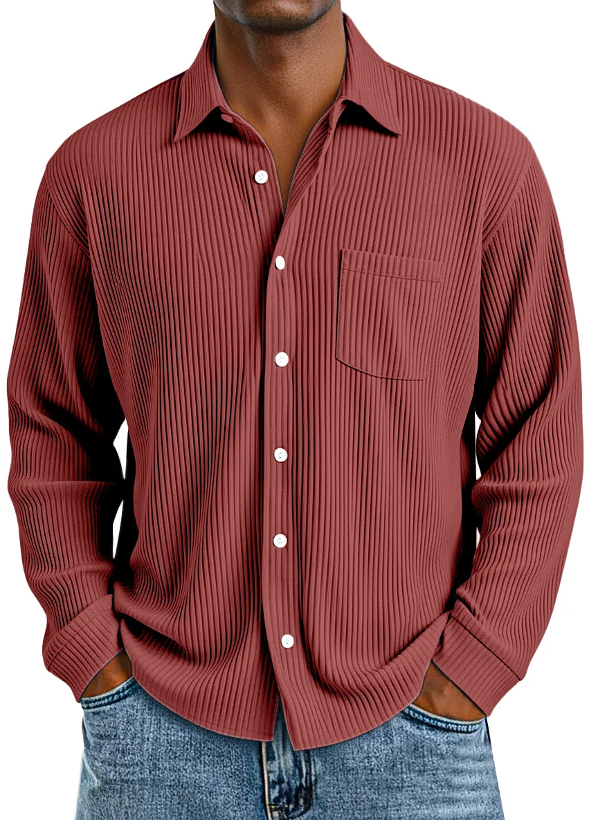 Layered Long Sleeve Open Collar Shirt