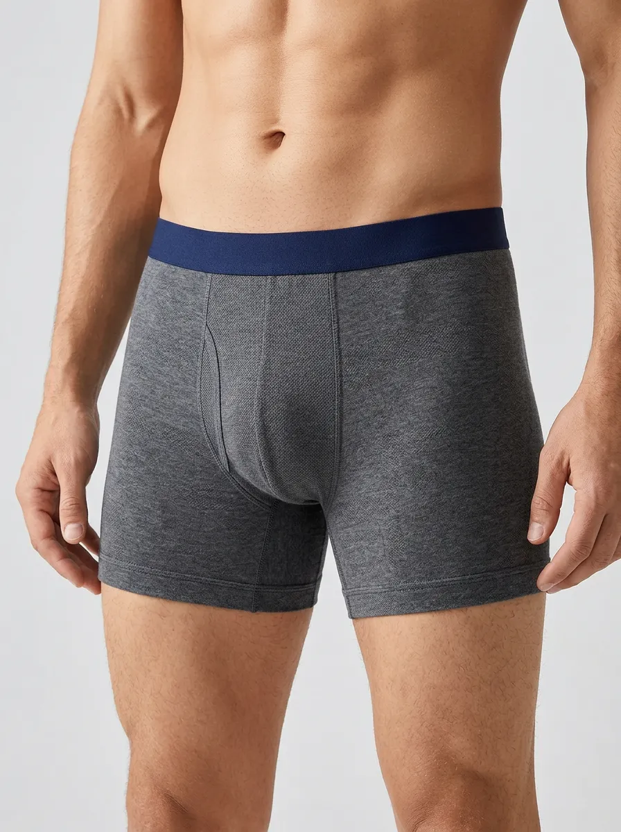 Breathable-Look Waistband-Detail Essential Men's Boxer Briefs