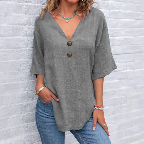 V-Neck Polished Blouse