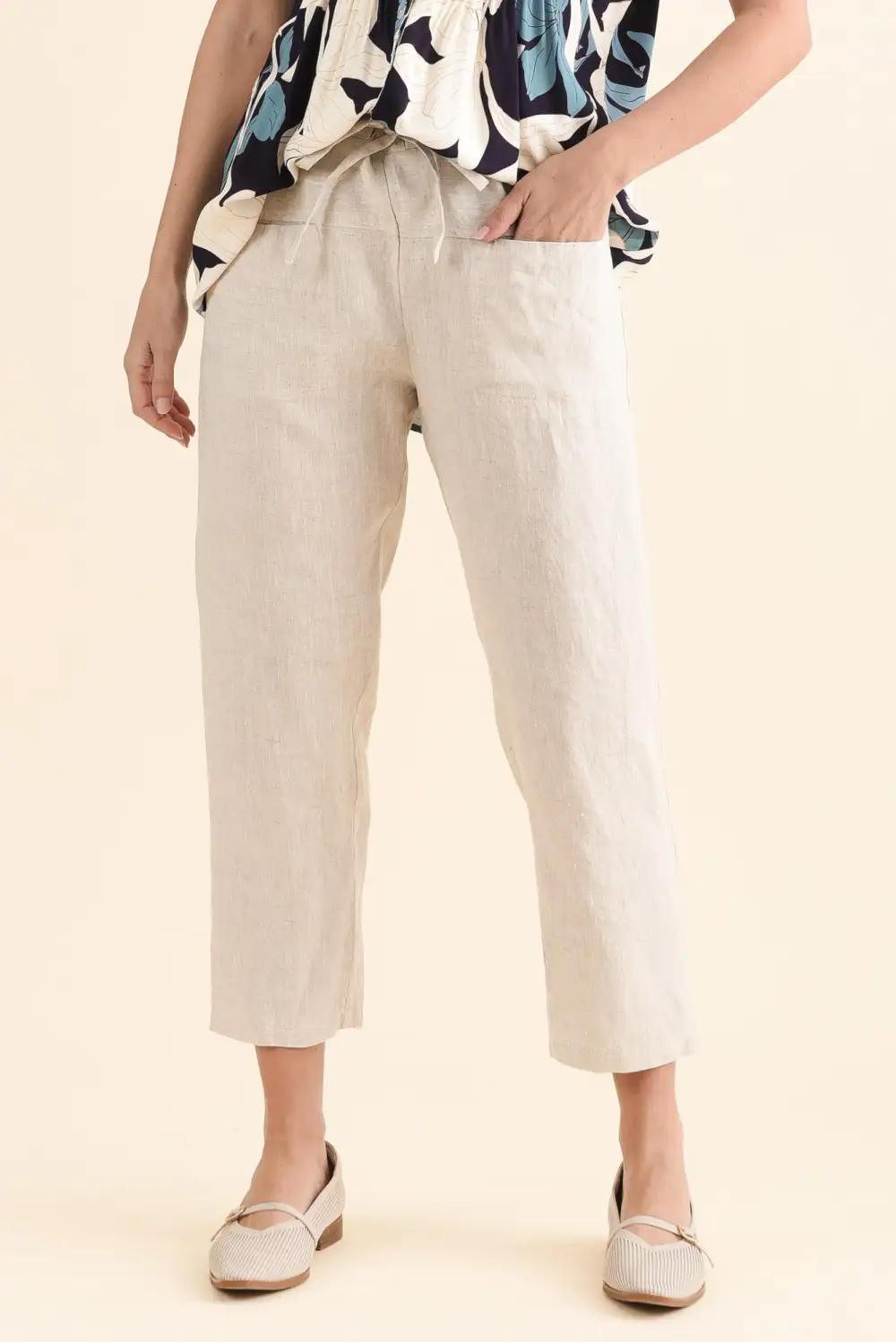 Linen High Rise Drawstring Pants