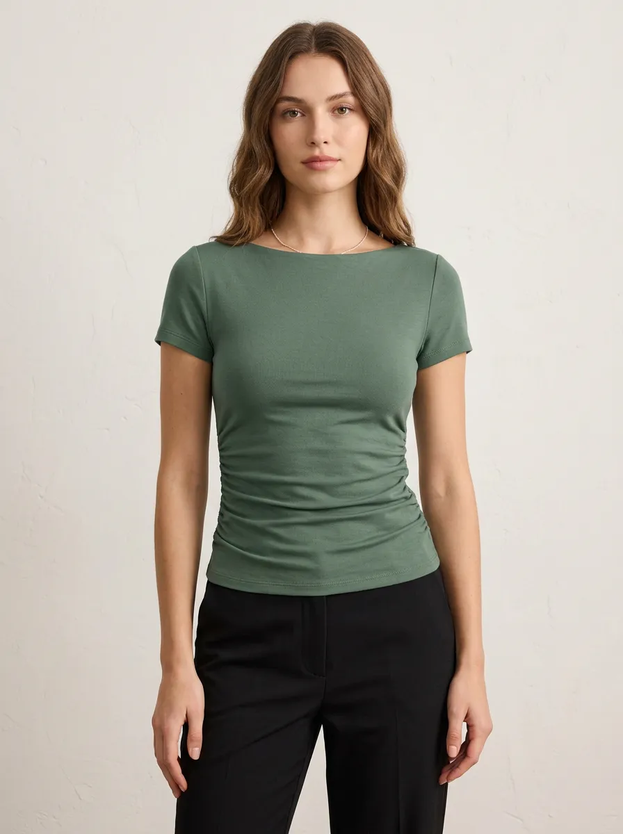 Contoured Side-Ruched Ruched Fitted Fitted Top