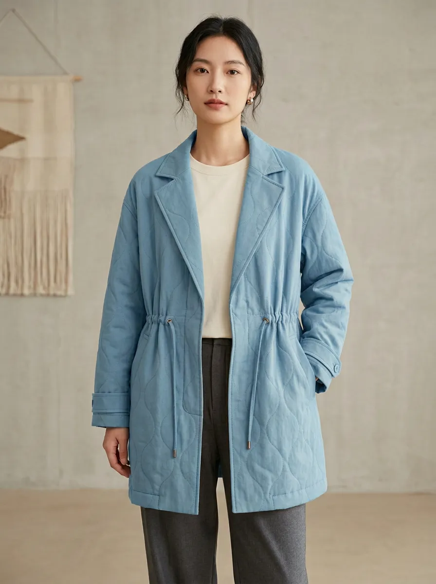 Quilted Drawstring Waist Jacket