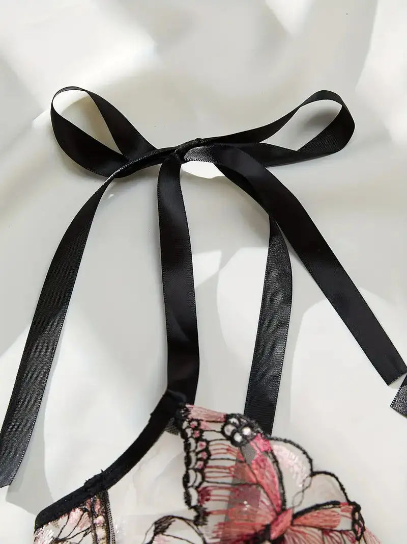 Butterfly Embroidered Lingerie Set