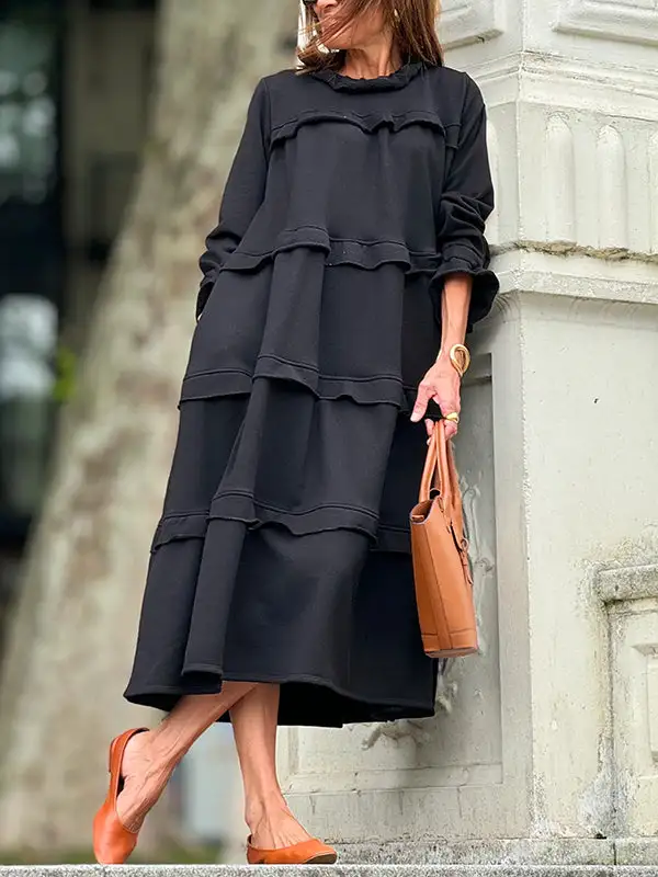 Ruffled Neck Maxi Dress