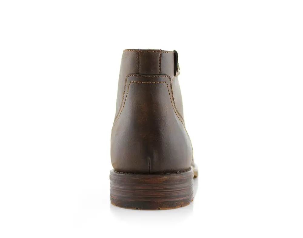Classic Faux-Leather Burnished Lace-Up Combat Boots