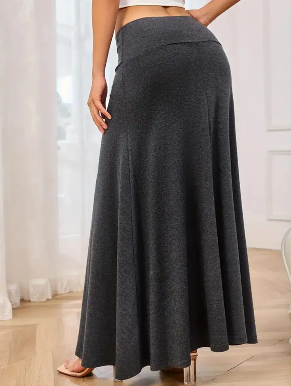 Knit High Waist Midi Skirt