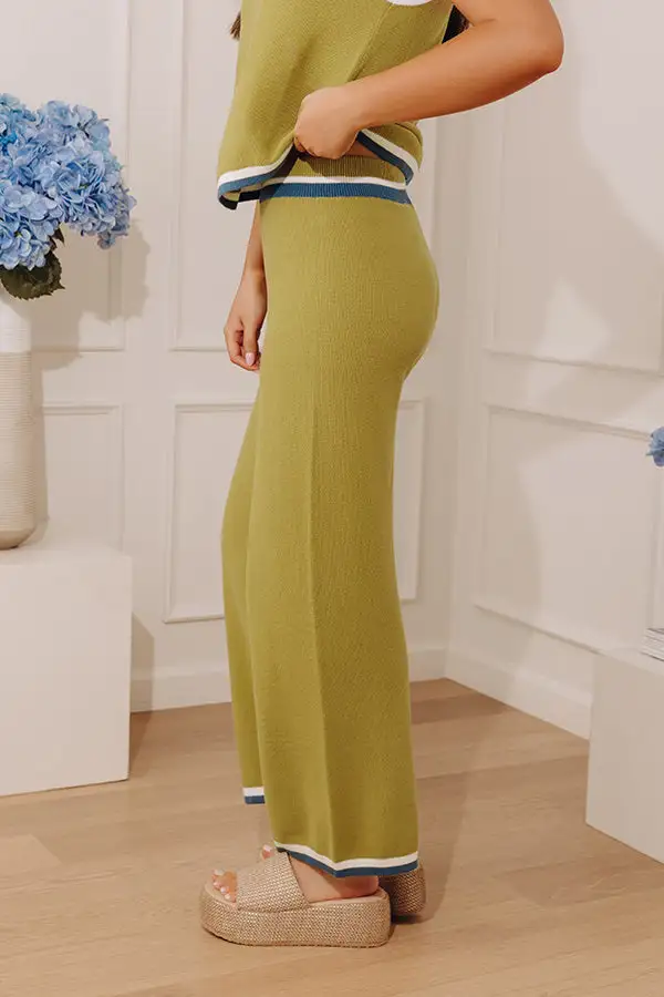 High Waist Relaxed Wide Leg Striped Knit Pants