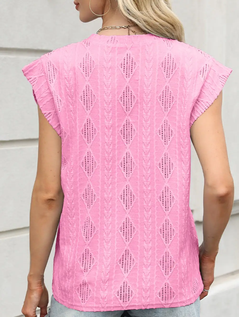 Jacquard Crew Neck Loose Tee