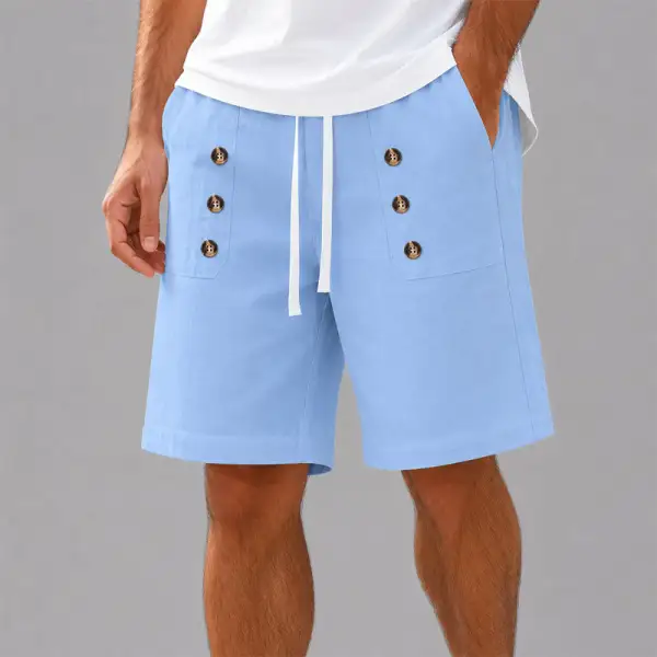 Men's Button Detail Drawstring Shorts