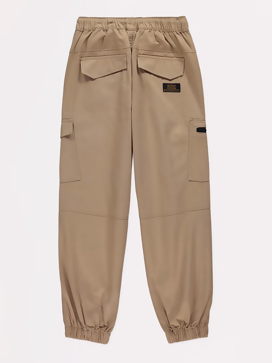 Tan Woven Cargo Trousers detail 2