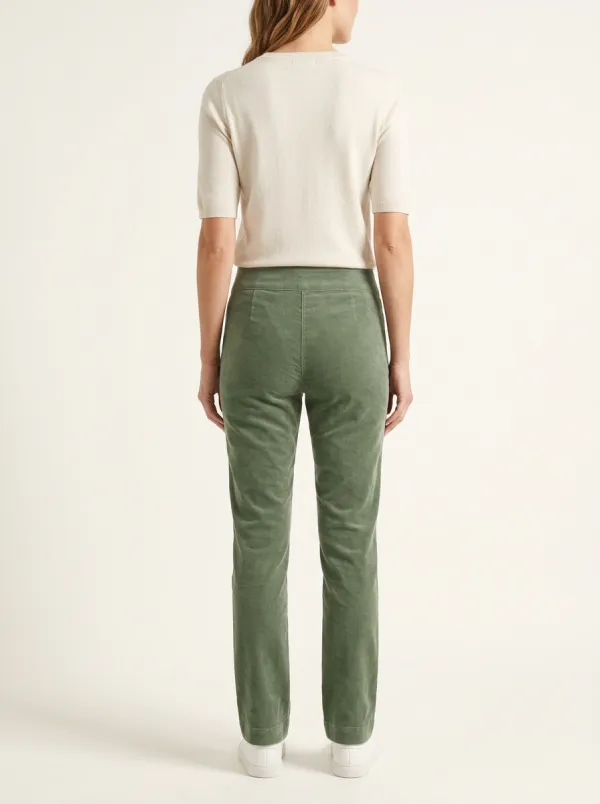 Women's Stud-Trim Double-Button Corduroy Straight-Leg Pants